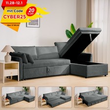 Sofa Schlafsofa mit Schlaffunktion Ecksofa mit Bettkasten L-Form Liegefläche DE