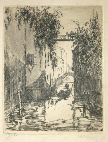 Venedig stadtkanal mit gondel - mit,