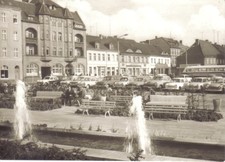 DDR AK Brandenburg Havel, Neustädter Markt, Auto PKW Trabant,Wolga u. Bus Ikarus