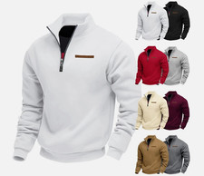 Herren Sweatshirt Pullover Half Zip Pullover Freizeit Stehkragen Langarm Tops