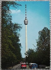 Stuttgart - Fernsehturm Autos - color AK, ungelaufen