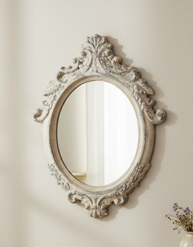 Ovaler shabby chis spiegel - ovaler,