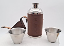 Dewars`s 12 Flachmann mit 2 Edelstahl Bechern, Lederhülle Inhalt ca.170ml ( 6oz)