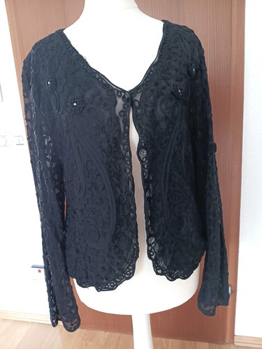 Elegante schwarze spitzenjacke - schwarze,
