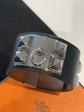 Hermès Collier de Chien Echtleder Palladium mit Rechnung + Box  Gr. L