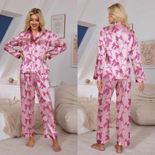Damen Satin Pyjama Set Langarm