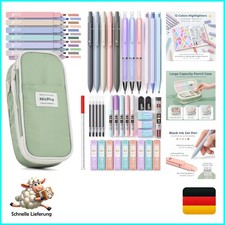 50-teilig Schulsachen mit Federmäppchen, 5 einziehbaren schwarzen Gelstifte, ...