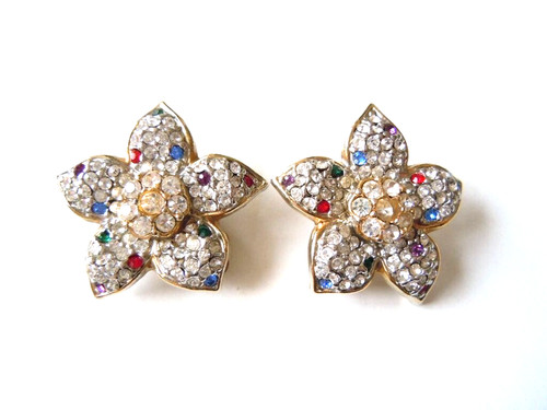 Vintage ohrclips strasssteine - vintage,