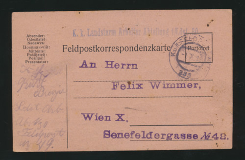 Feldpost karte 235 k - feldpost-karte, k.k