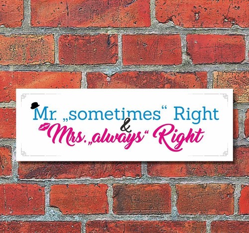 Schild mrs right hochzeit - schild,