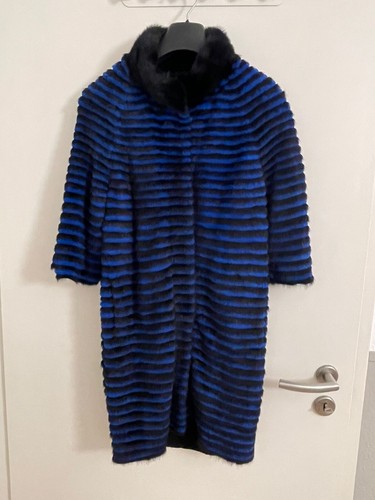 Pelzmantel hase blau schwarz - hase,