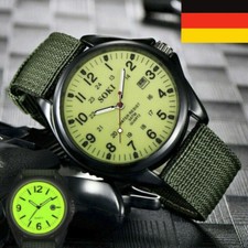 2023 Armbanduhr Milit?r Herren Armee Stoff-Uhrenband Grün Quarz Watch Sport DE