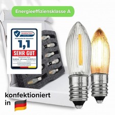 10x E10 Filament LED 8V 12V 14V 15V 16V 23V 34V 48V 55V je 0.2W warmweiß A+
