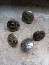 5 alte/antike Knöpfe Deutsche Post Posthorn Metall silberfarben, Uniform