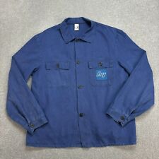 VINTAGE französische Jacke Erwachsene Large blau Arbeitskleidung Fischgrät Sa...
