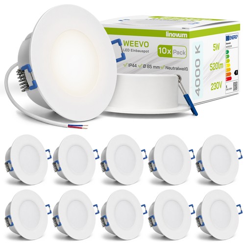 10x weevo led einbauspots ip44 - 10x,