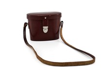 antike Fernglas Tasche Schulterriemen Leder Köcher braun H14x B18x  T7,5 cm