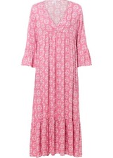 Kaftan-Kleid mit 7/8 Arm Gr. 50 Himbeerrose Bedruckt Damen Casual-Maxikleid Neu
