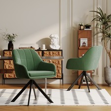 Goeurvant Esszimmerstühle 2er Set Küchenstühle Armlehne Samt Drehstuhl Grün