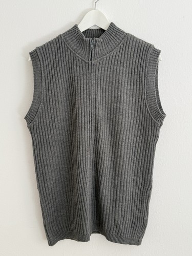 Vintage strickweste grau zip - grau,