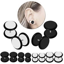 1 Paar weiße + 1 Paar schwarze Fakeplugs schwarz Fake Plug Ohrstecker zum Schrauben Piercing