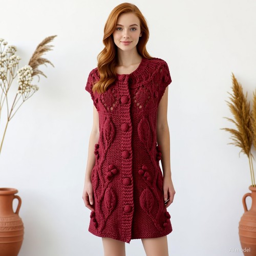 Boho romantik strickjacke rot - strickjacke,
