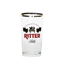 Ritter Bierglas Glas Pils Becher Goldrand Brauerei Gläser