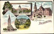 Litho Duisburg im Ruhrgebiet, Burgplatz, Neues Rathaus, Josephs... - 3853925