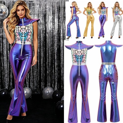 Damen wetlook jumpsuit kurzarm - wetlook,