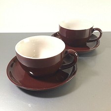 Cappuccinotassen Kaffeetassen Caffee braun mit Untertassen Set 4 Personen