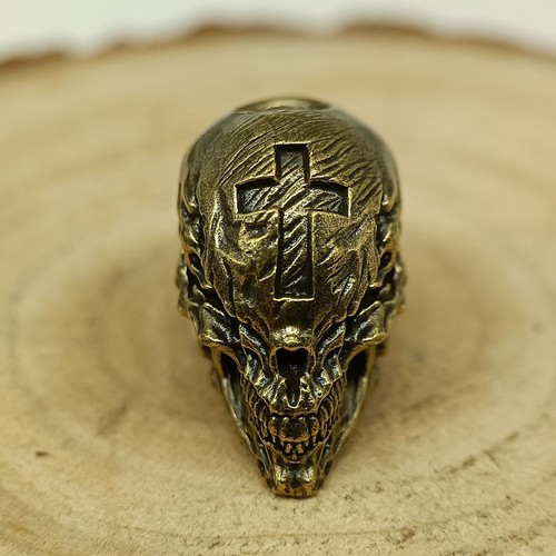 Messing kreuz skull groß - x,