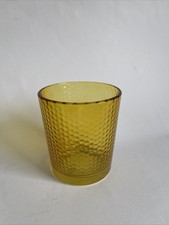 Windlicht Glas Goldgelb Honigwaben Design Teelichtglas