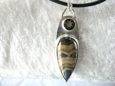 SCHALENBLENDE UND RAUCHQUARZ SILBER ÄNHANGER-G110