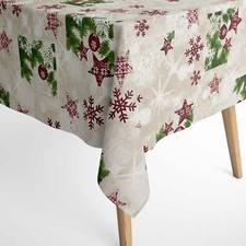 Baumwolltischdecke Weihnachten Advent SHOW C-101 Schneeflocken Sterne 