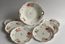 ROSENTHAL Pompadour Set 1 Schüssel mit Handhaben + 6 Teller geblümt Goldrand TOP