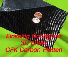 einseitig Hochglanz CFK Carbon Platte 3D Effekt      Bilder mit Schutzfolie
