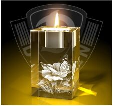 3D Glas Gravur Teelichthalter