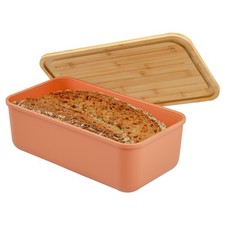 bremermann Brotkasten mit Bambus-Deckel, Brotbox | Schneidebrett, Brottopf, rot