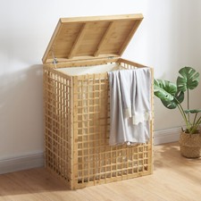 Wäschekorb Vimmerby mit Wäschesack Bambus [en.casa]