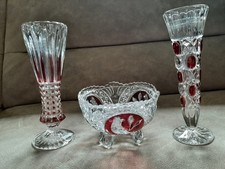 Bleikristall, Hofbauer"Red Bird", Schale  Anna Hütte Vasen, top Zustand