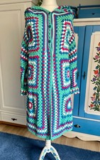 Handgehäkelter Boho-Mantel mit Kapuze, Baumwolle, Unikat, NEU, Gr. L/XL