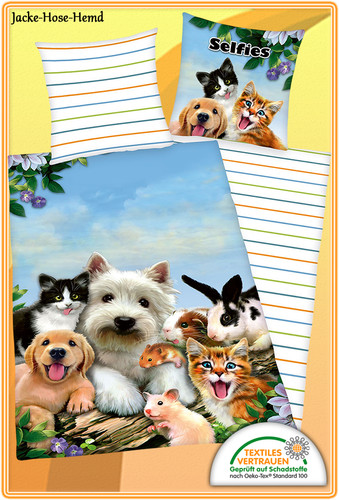 Bettwäsche selfie hund katze - bettwäsche,