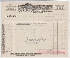 Nordhausen F.W. Wolfram    Draht   alte Rechnung  1930
