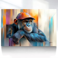 Leinwandbild Affe mit Kappe