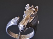 Antik Silber 925 Skulpturen - Ring Pferd - Größenverstellbar 