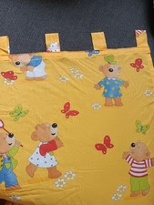 Schlaufenschal Vorhang  Kinderzimmer Fenster Teddy Blumen Schmetterlinge gelb 