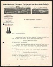 Rechnung Mannheim 1930, Mannheimer Gummi-, Guttapercha- & Asbest-Fabrik, Fabrik 