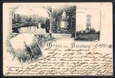AK Duisburg, Hafen, Merkator-Denkmal, Kaiser-Thurm, Rahmen, Eichenlaub 1896 