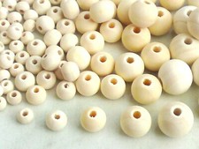 Holzperlen rund Natur Holzkugeln 6/8/10/12/14 mm Schmuck Perlen Deko basteln