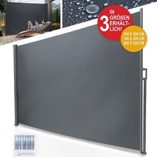 Seiten Markise Ausziehbar 300 cm UV Sicht Sonnen Wind Wand Garten Balkon